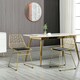 image 2 of HOMCOM Luxurious Dining Chairs Set of 2, Metal Wire Kitchen Chair with Removable Velvet-feel Cushion, Cut-out Back and Steel Frame for Dining Room, Gold Tone