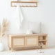 image 6 of SoBuy Wooden Shoe Storage Bench with Seat Cushion, Natural, 47.6x13.8x19.3 in, 20.6 kg - FSR163-N