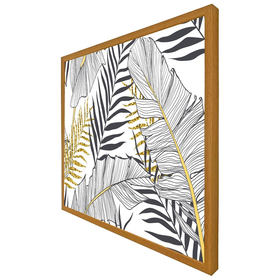 image 1 of Gold & black leaves (Picture Frame) Brown | L