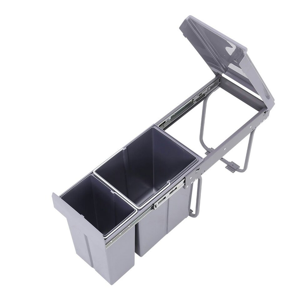 image 1 of Living and Home Cabinet Pull-Out Kitchen Trash Bin 30L(10L+20L) Grey