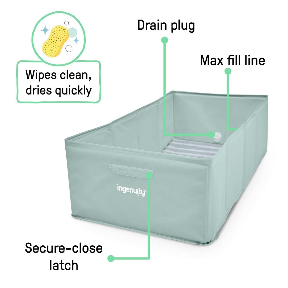image 1 of Ingenuity Tuckaway Toddler Tub, Converts Shower to Tub, Folds to Store, Easy to Clean, No Assembly Required, 12M-5Y