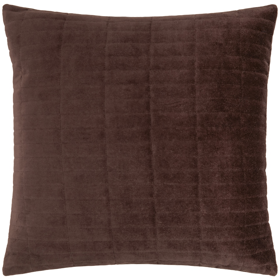 image 1 of Yard Dales Quilted 100% Cotton Velvet Cushion, Brown