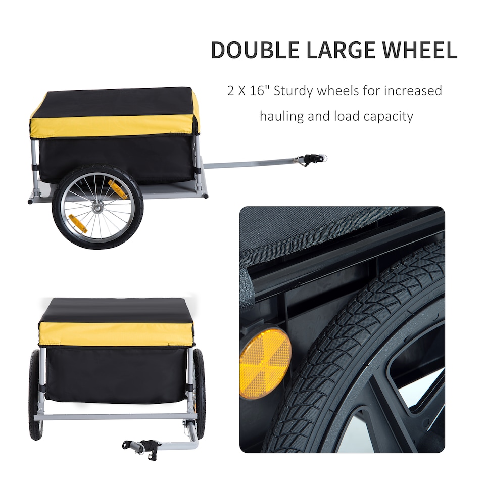image 1 of New Bicycle Bike Cargo Wagon Trailer Cart Carrier Shopping Yellow and Black