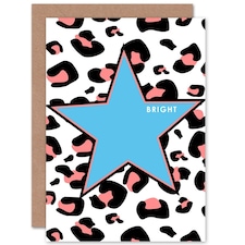 Coral Bright Reverse Leopard Star Quote Card