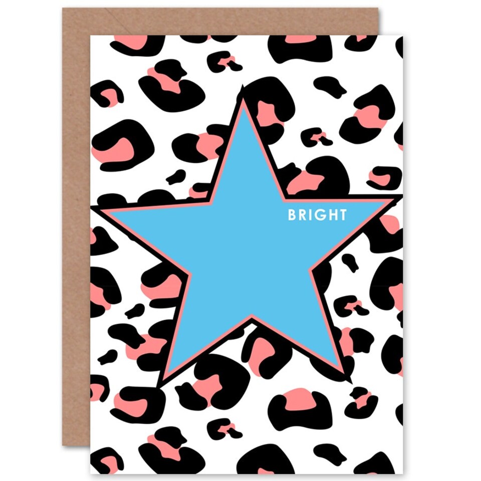image 1 of Coral Bright Reverse Leopard Star Quote Card