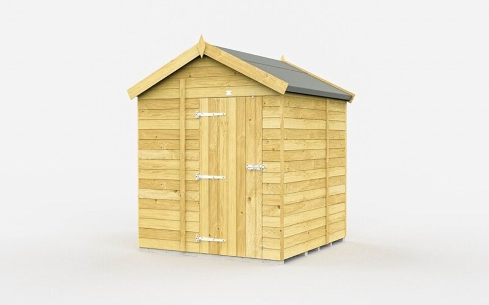 image 1 of 7 x 6 Feet Apex Shed - Single Door Without Windows - Wood - L187 x W214 x H217 cm | Brown