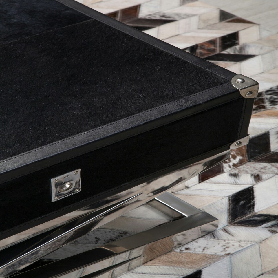 image 1 of Kensington Townhouse Hair On Hide Coffee Table Black
