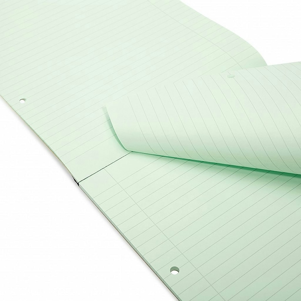 image 1 of Pack of 6 Rhino A4 Green Paper 100 Page 8mm Lined with Margin Refill Pads
