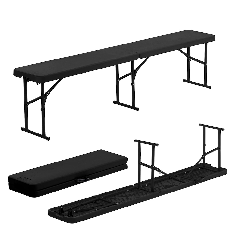 image 1 of Harbour Housewares Folding Camping Picnic Bench - 180cm (6ft) - Black | Black | Black