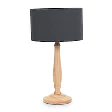 ValueLights Victoria Light Wood Table Lamp Charcoal Shade | Brown | Charcoal
