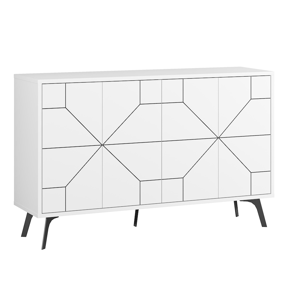 image 1 of Decortie Dune Sideboard Cabinet 123cm White