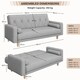 image 4 of Yaheetech Fabric Convertible Sofa Bed with 2 Bolster Pillows-Light Grey