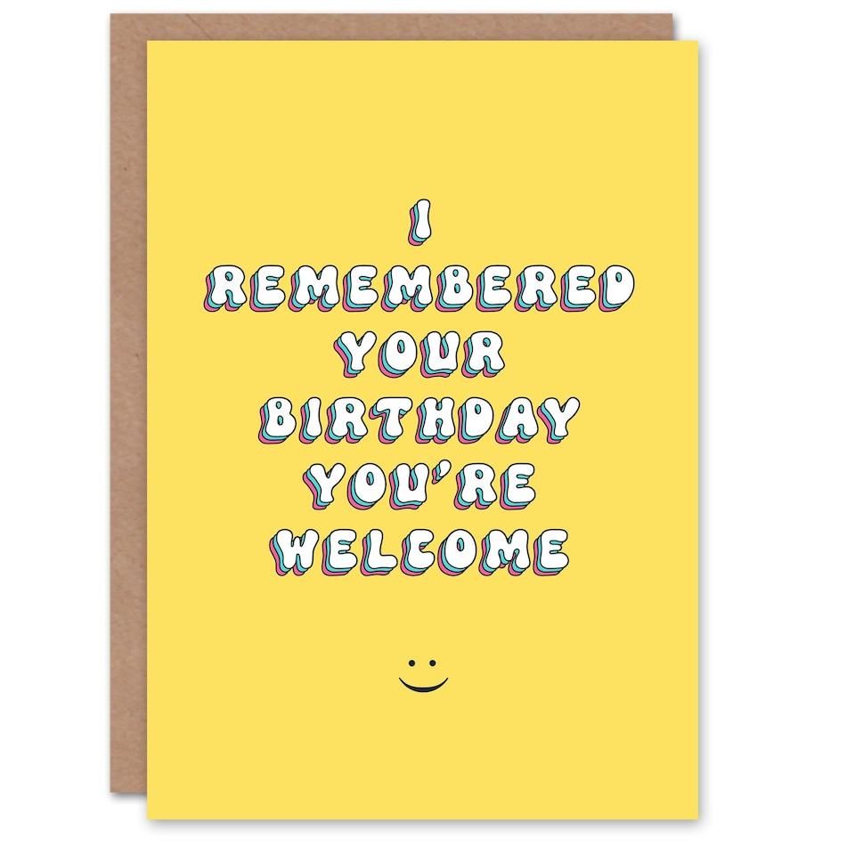 image 1 of Remembered You Are Welcome Fun Joke Funny Birthday Card