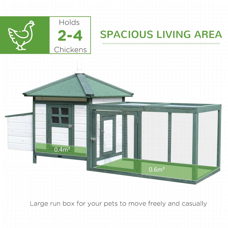 image 1 of PawHut Chicken Coop Hen Poultry House w/ Nesting Box Outdoor Run Patio Wooden
