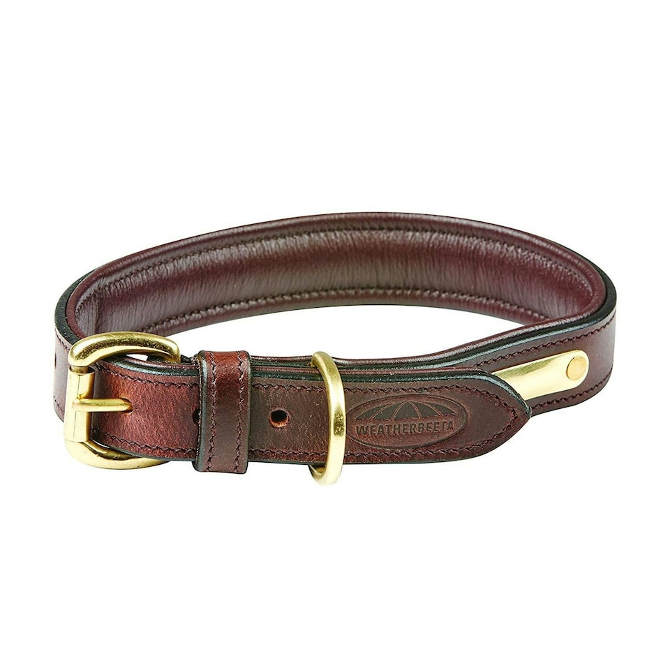 image 1 of Weatherbeeta Padded Leather Dog Collar - Brown - XS