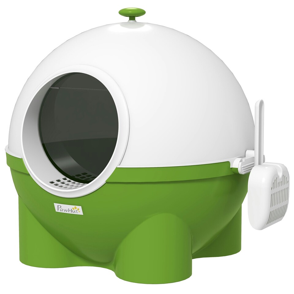 image 1 of PawHut Large Cat Litter Box w/ Scoop, Front Entrance, 53 x 51 x 48cm - Green
