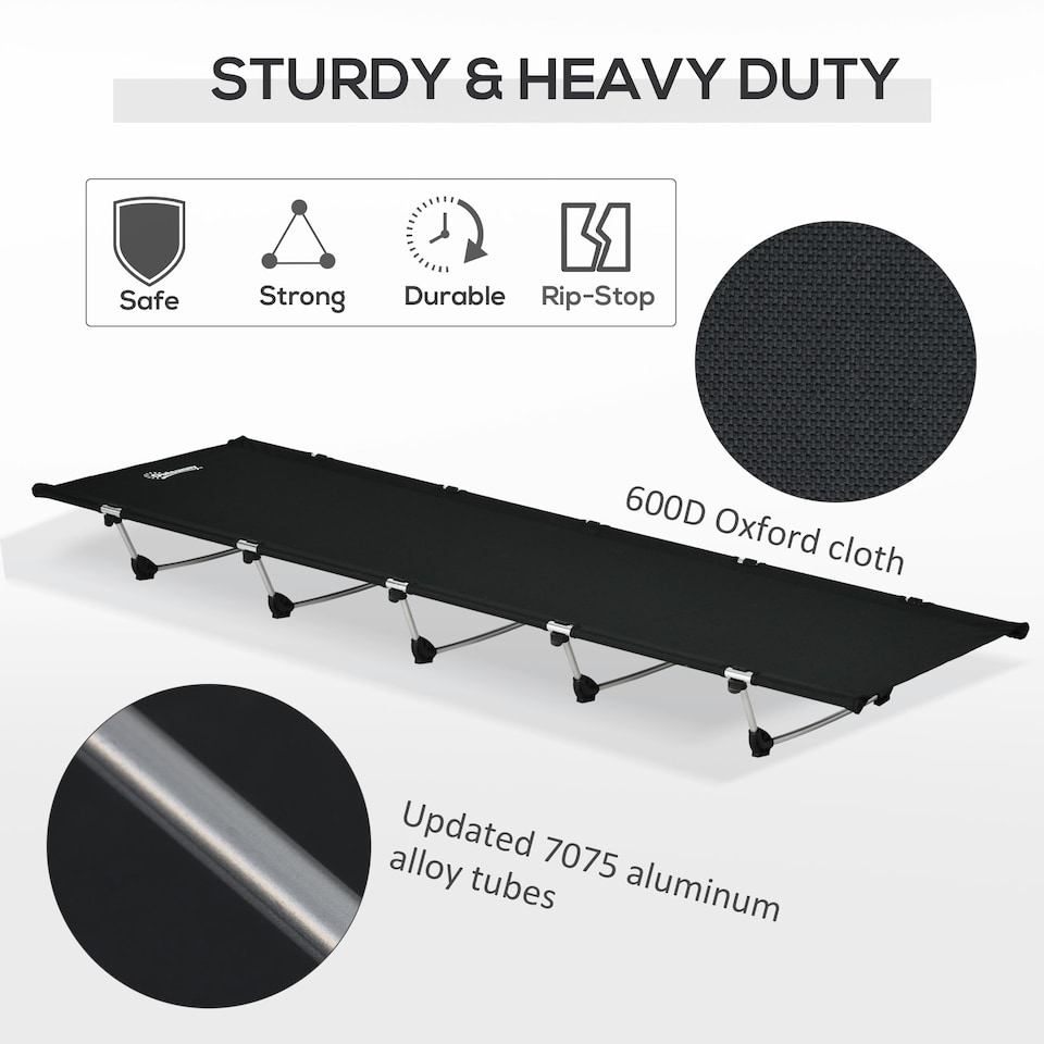image 1 of Outsunny Lightweight Camping Cot Portable Compact Sleeping Bed w/ Carry Bag