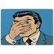 image 1 of The confused man hide and seek game pop art comics retro style Halftone (Rug) Blue | S