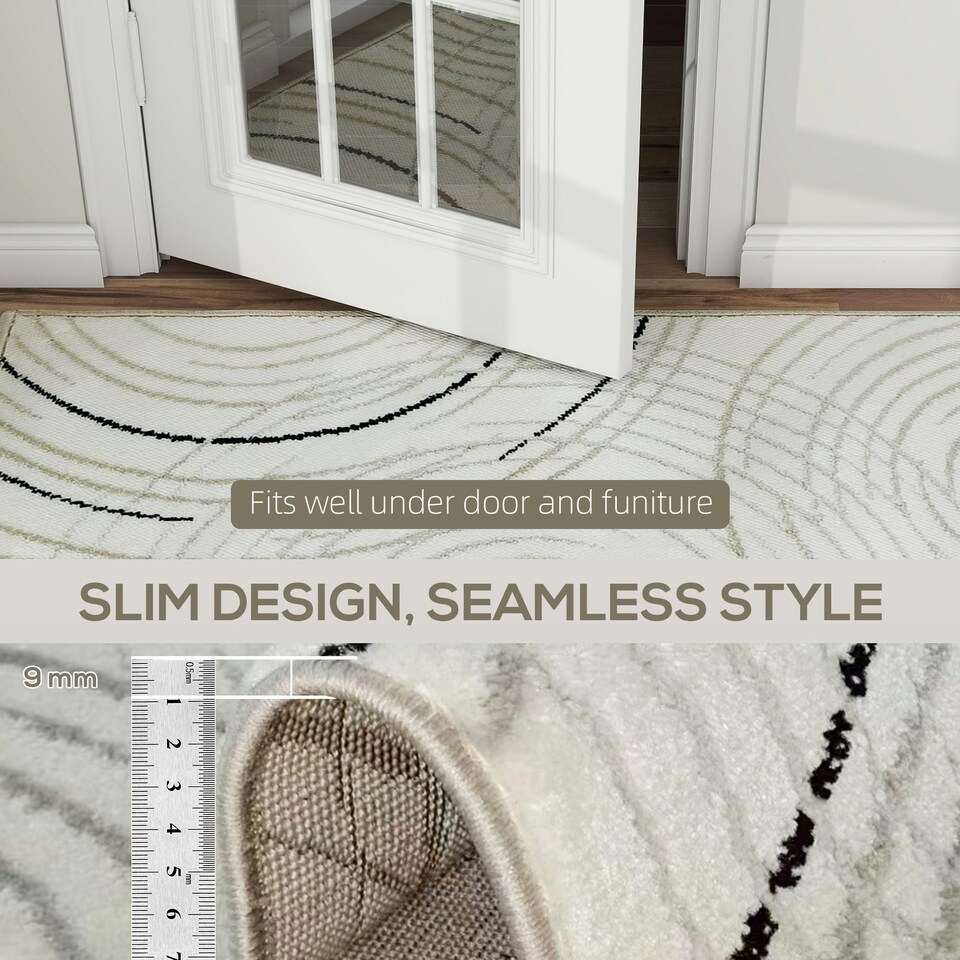 image 1 of HOMCOM Swirl Pattern Washable Area Rug, Allergy-Friendly Floor Carpet, Cream Cream | White | 230 x 160 cm
