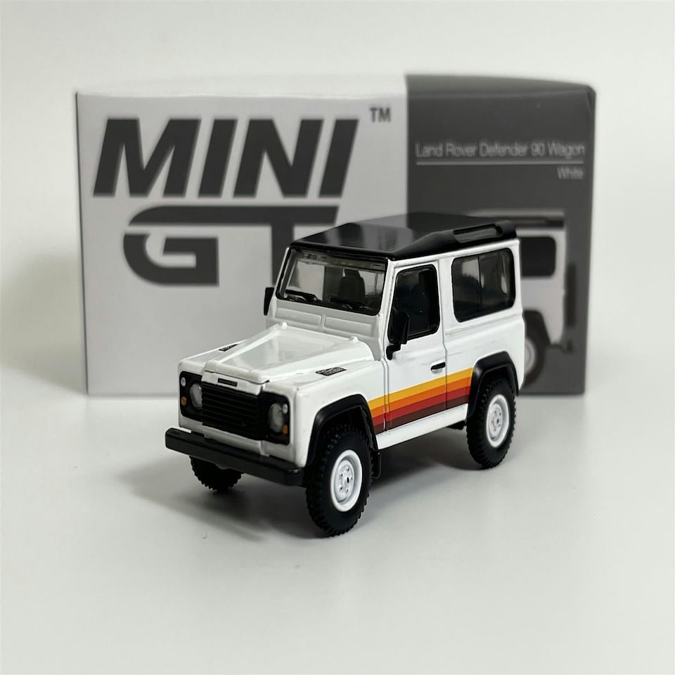 image 1 of Land Rover Defender 90 Wagon White LHD 1:64 Scale Mini GT MGT00378L