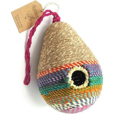 Munja & Sari Pear Shaped Jute Bird Box Nester Multi