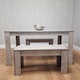 image 2 of Stone Grey Effect Wooden Dining Table with 2 Grey Wood Benches Dining Room Furniture Set | Grey | One Size