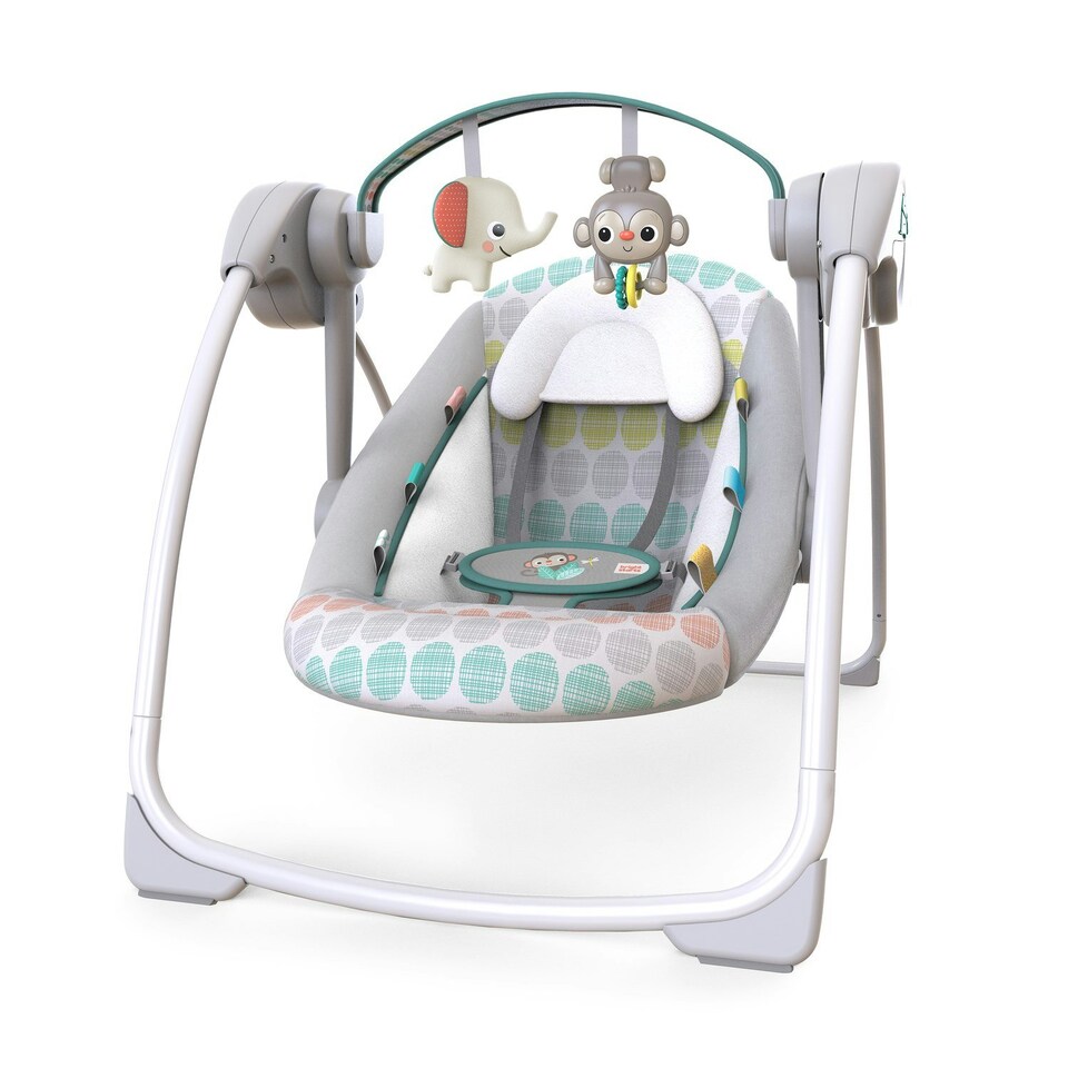 image 1 of Bright Starts Whimsical Wild Portable Compact Automatic Baby Swing with Music Newborn+