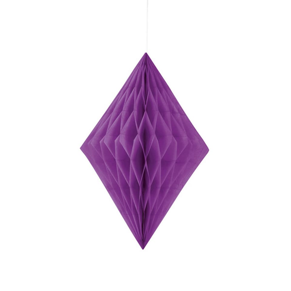 Unique Party 14 Inch Diamond Paper Decorations - Purple - 14 inch