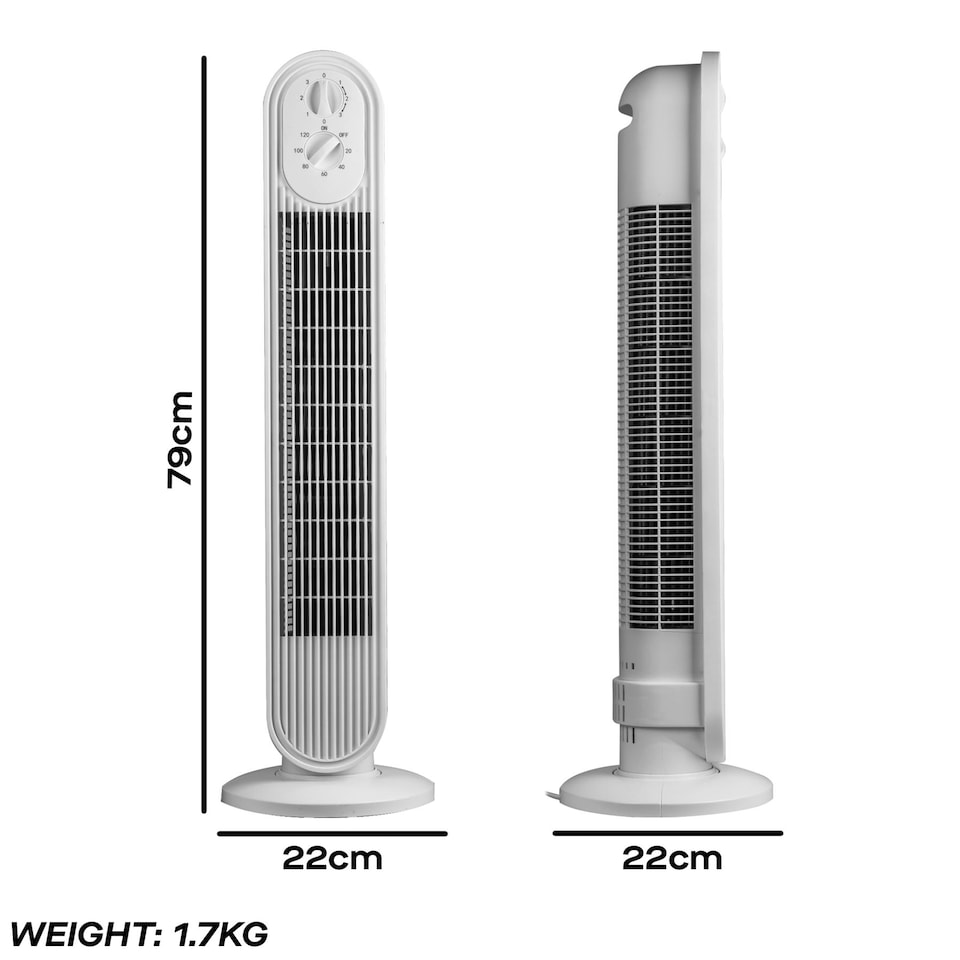 image 1 of Daewoo 30 Inch Oscillating Tower Fan With Timer White