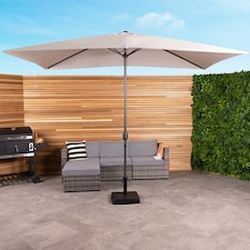 Charles Bentley 3m x 2m Rectangular Outdoor Garden Umbrella - Light Grey