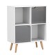 image 1 of White 4-Cube Storage Unit with 2 Wooden Doors and Legs | Grey | Grey & Beech | 1