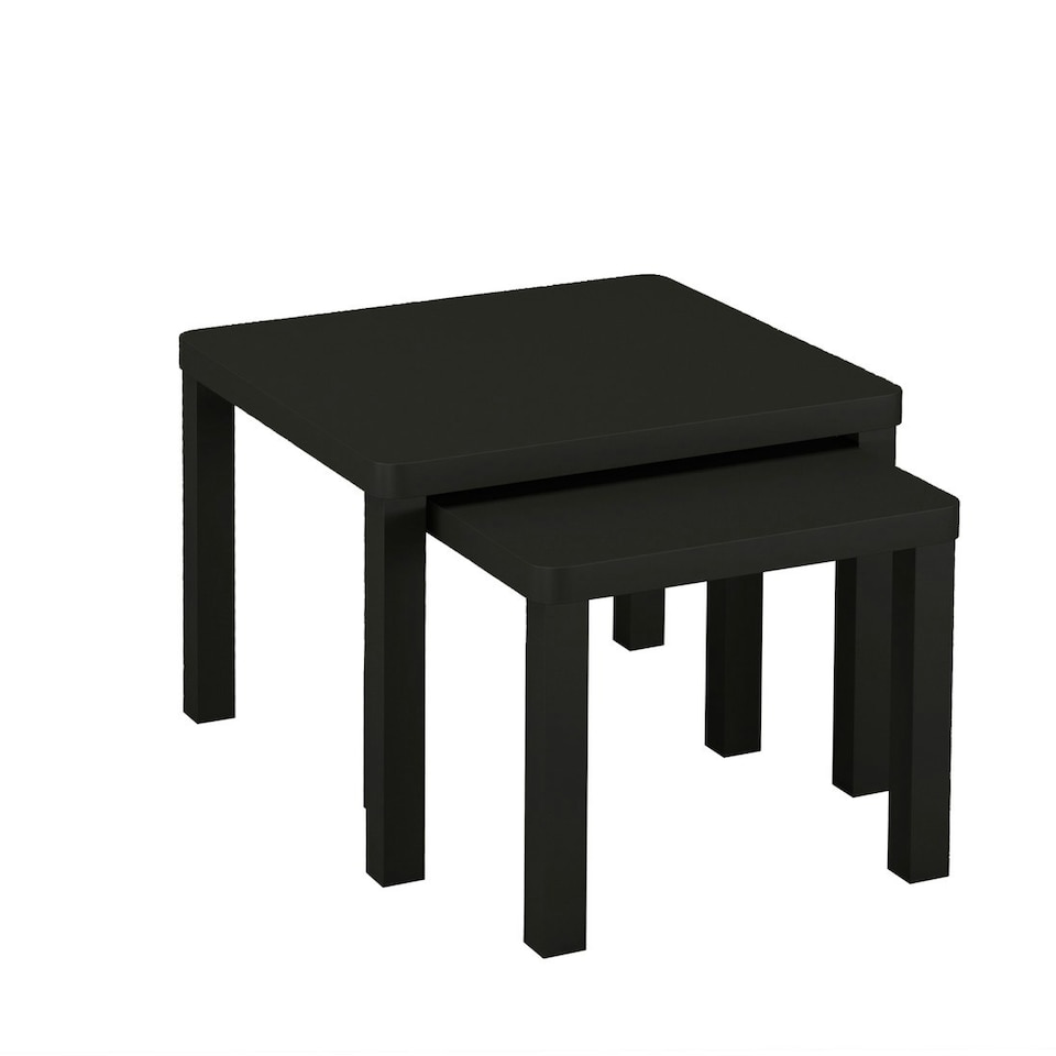 image 1 of Set of 2 Square Wooden Nesting Coffee Side Tables Brown | Colour: Rustic Brown