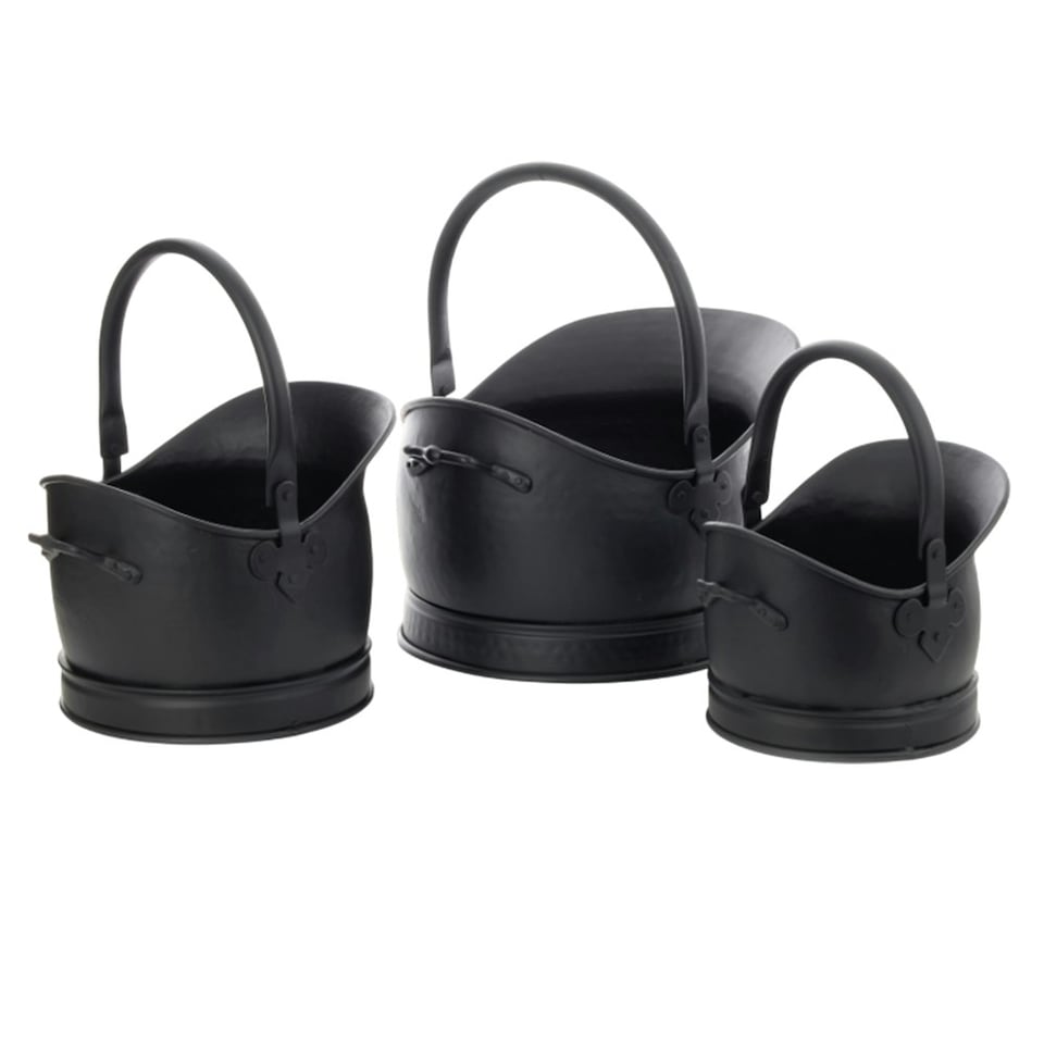 Leecroft Cromwell Bucket Black Set of 3 - One Colour - One Size
