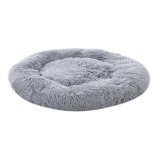 Living and Home Calming Round Donut Plush Dog Cuddler Bed | Grey | Light Grey