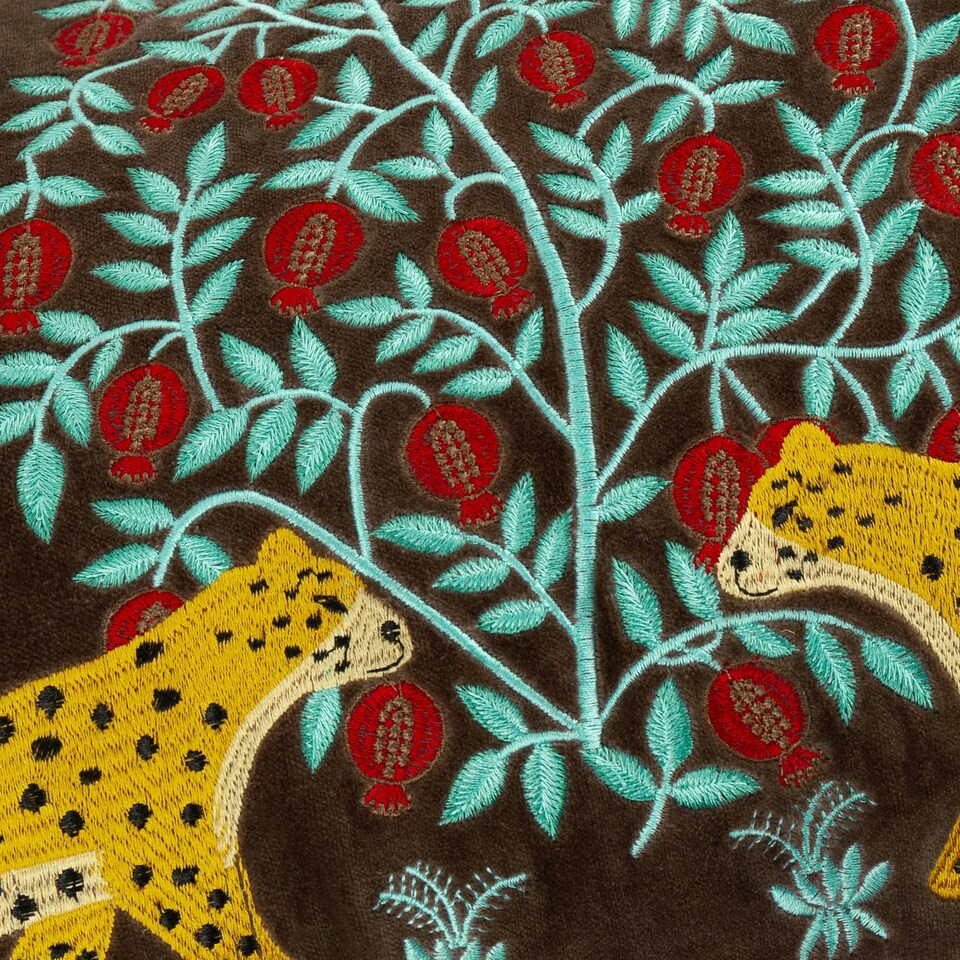 image 1 of Wylder Aritra Embroidered Velvet Multicolour Cushion Cover 30 x 50cm Multi