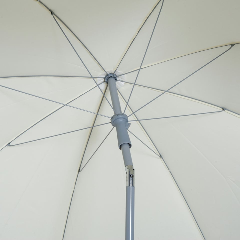 image 1 of Outsunny 2.2m Tilt Garden Parasol Beach Umbrella Patio Sun Shade Cream White