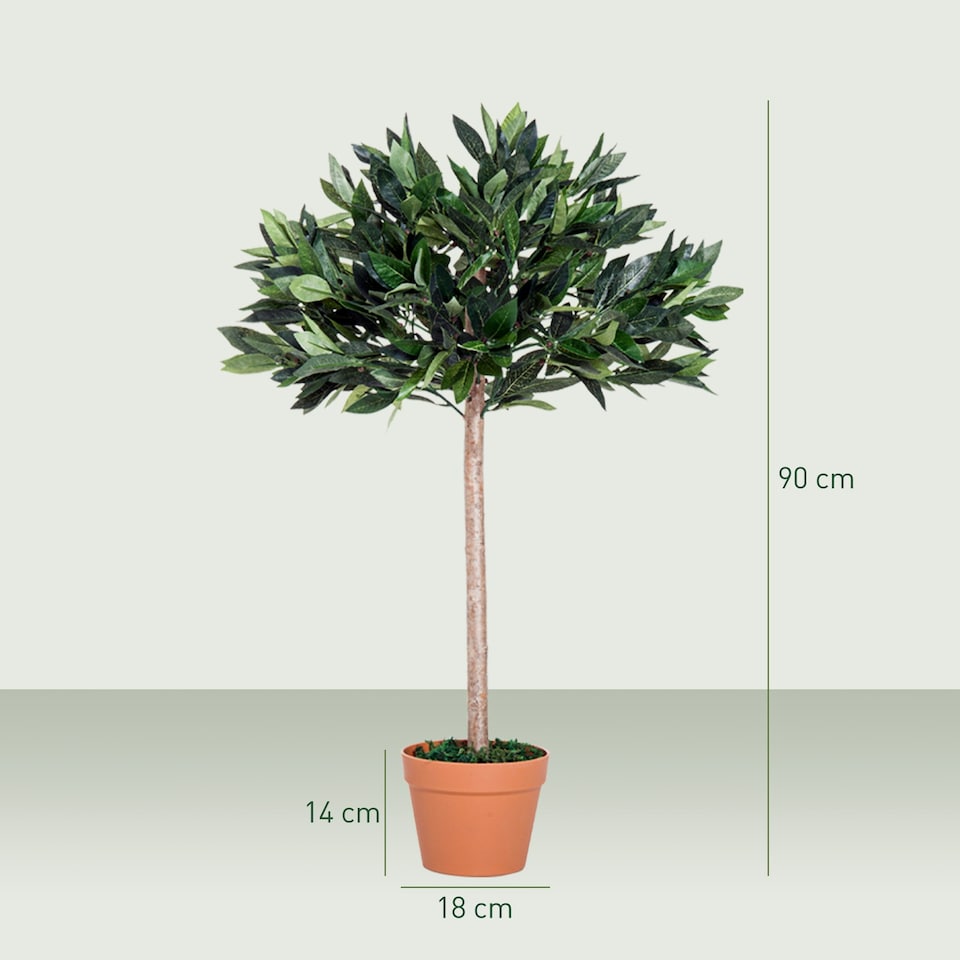 image 1 of Outsunny Artificial Olive Tree Plant In an Orange Pot 90 cm for Home