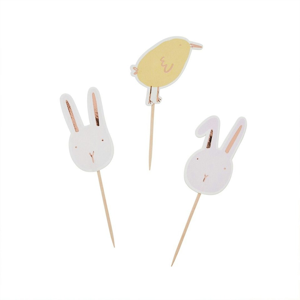 image 1 of Bunny & Chick Cake Picks - Pack of 6