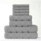 image 1 of VELVETIO 8 Piece Towel Bale Set Boston Shiny Stripe Pattern - 100% Cotton, 450 GSM Silver