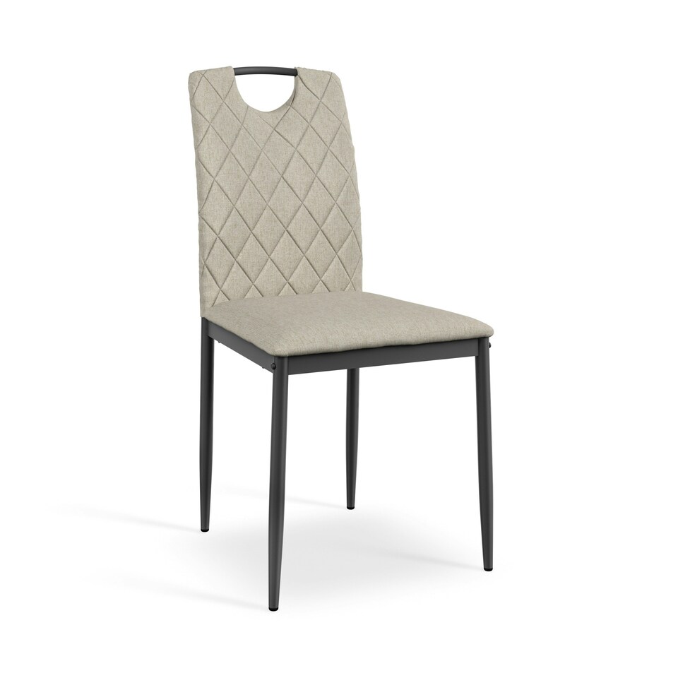 image 1 of Set Of 2 Monza Fabric Dining Chair Modern Padded Seat Metal Legs Kitchen Grey | Charcoal