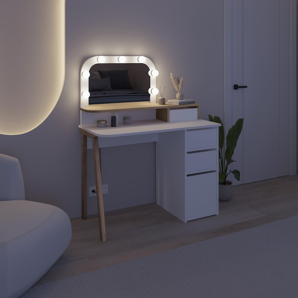 image 1 of Decortie Avien Dressing Table 105x51.5x131cm White