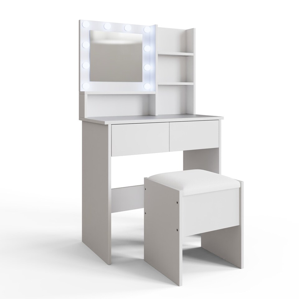 image 1 of Eva LED Dressing Table Set | White | White