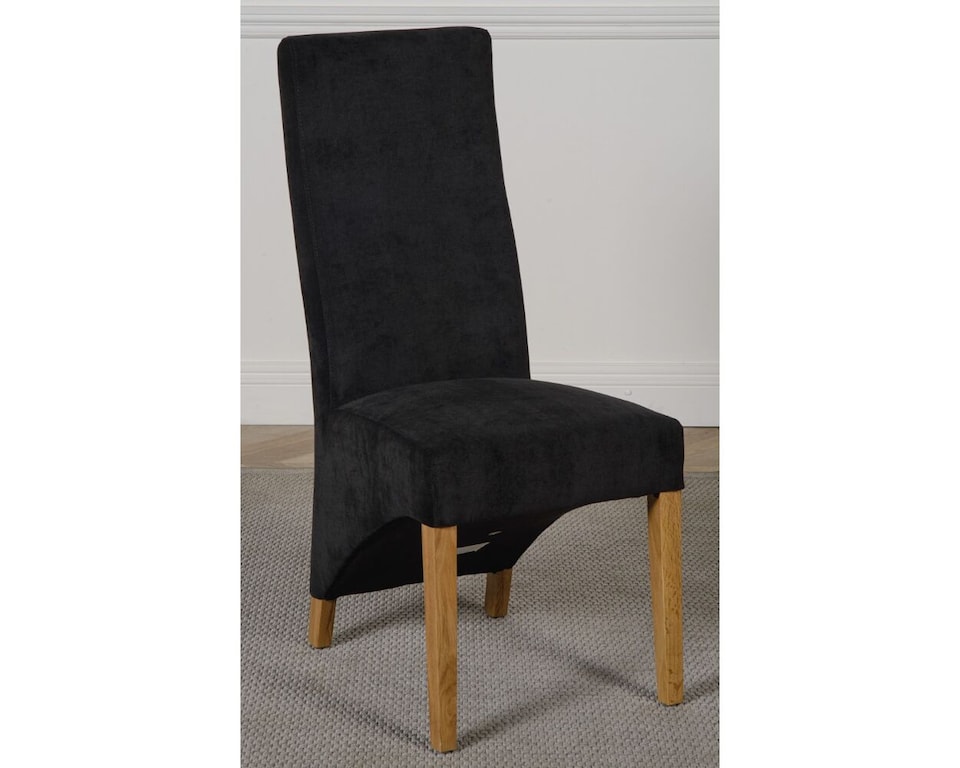 image 1 of Oslo 180 x 90 cm Large Oak Dining Table and 6 Lola Fabric Chairs | Black | Black