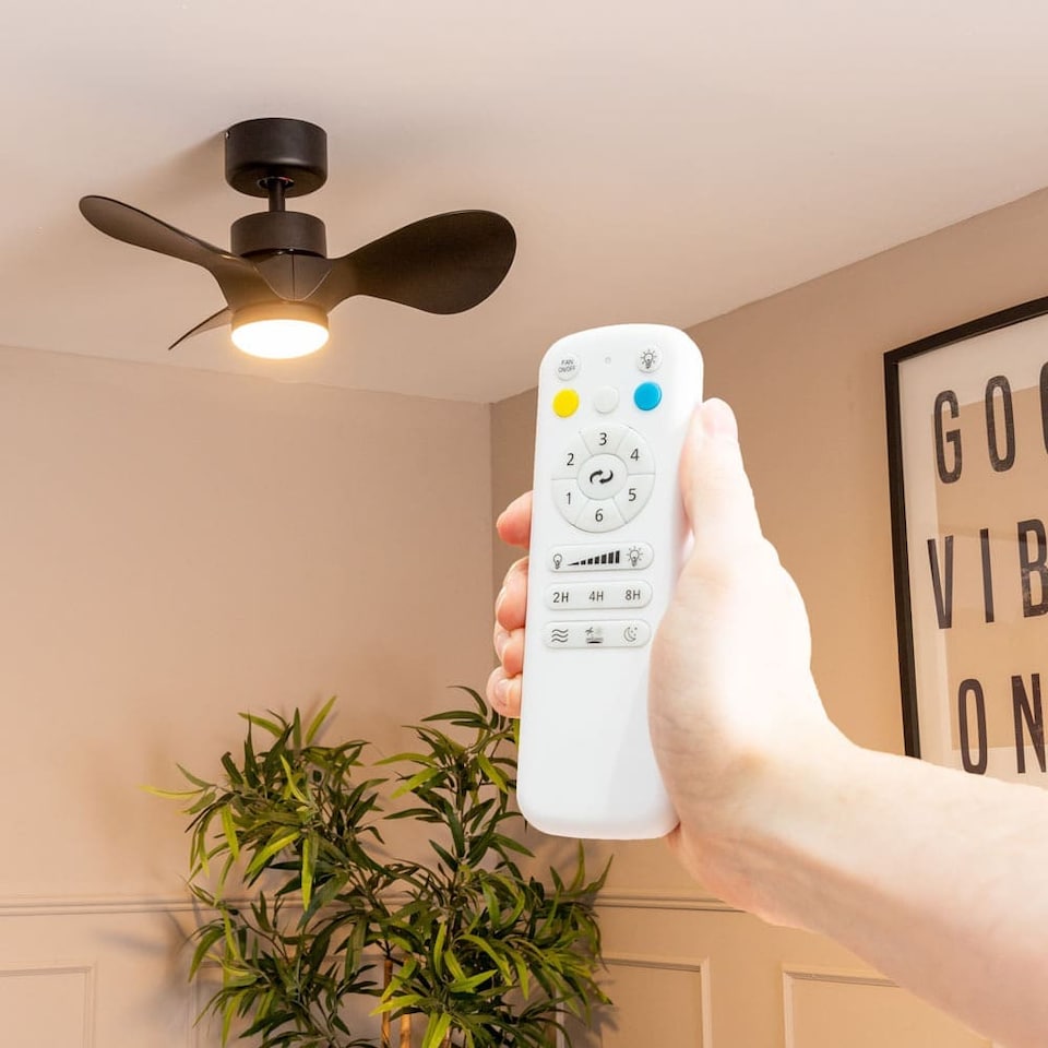 image 1 of ValueLights Black 24 Inch Ceiling Fan Integrated LED & Remote