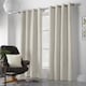 image 6 of Velvet Chenille Eyelet Curtains Ready Made Pair - 142cm x 229cm - Cream