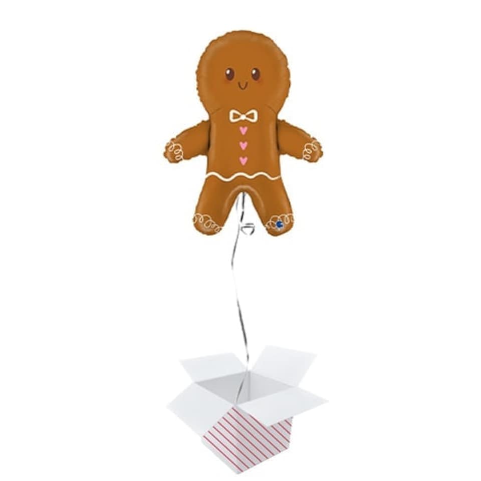 Cute Gingerbread Man Christmas Foil Helium Giant Balloon - Inflated Balloon in a Box