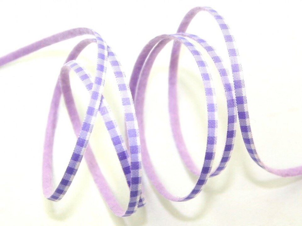 Minerva Lilac 5mm Felt Gingham Ribbon for Dressmaking - per metre