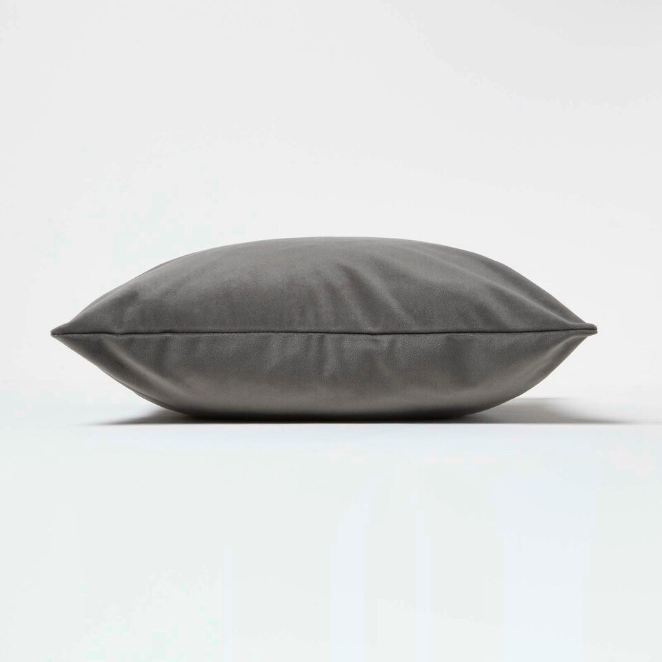 image 1 of Homescapes Grey Velvet Cushion - Bolster 30 x 50 cm Grey