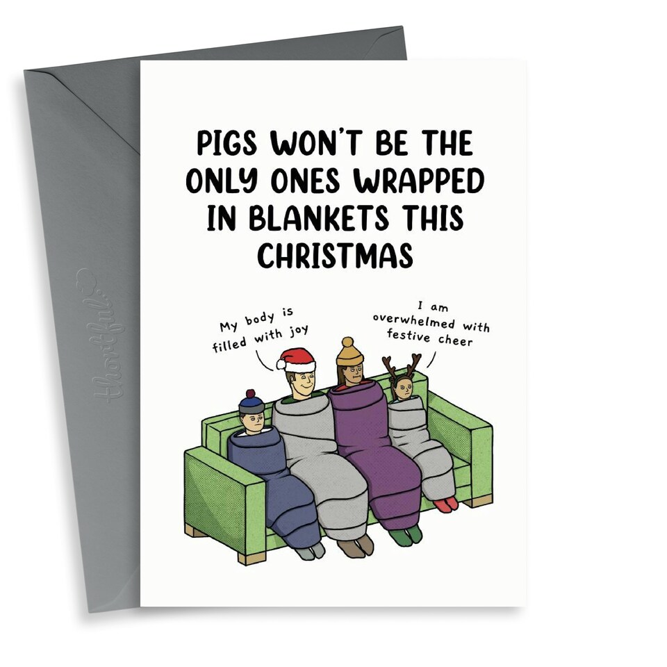 image 1 of Funny Pigs In Blankets Christmas Card
