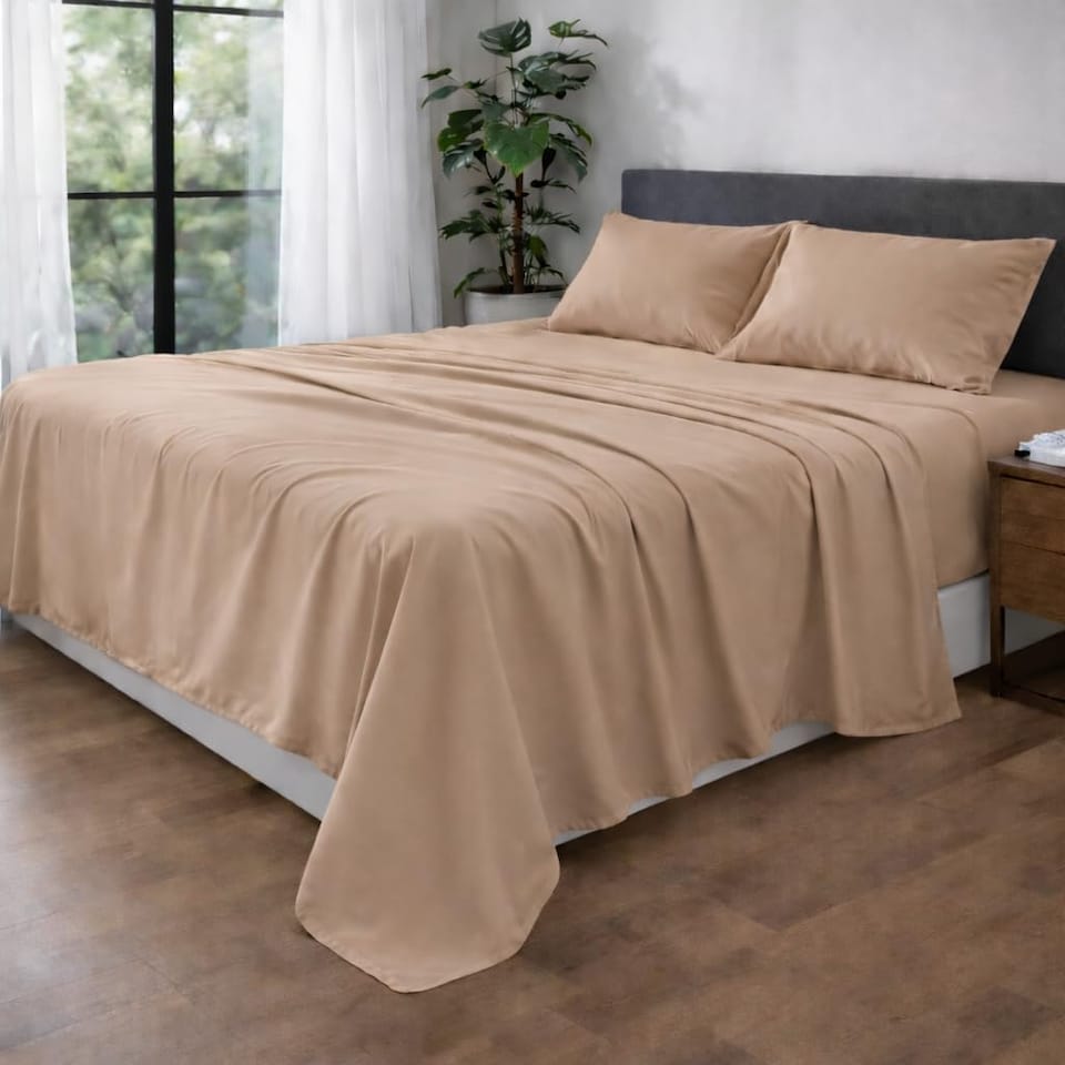 image 1 of HOMES-LINEN Microfibre Flat Sheet Easy Care Bed Sheet